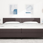 vidaXL Cap de Pat Design Linii Maro Închis 100 cm Țesătură