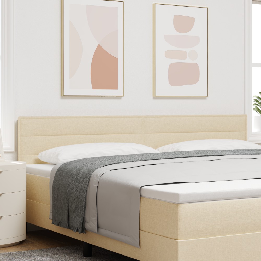 vidaXL Cap de pat LED Design Linii Crem 200 cm Țesătură