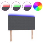 vidaXL Tăblie LED cu lumini cu bandă LED Gri închis 90 cm țesătură