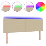 vidaXL Tăblie LED cu lumini cu bandă LED Gri verde 144 cm țesătură