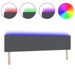 vidaXL Tăblie LED cu lumini cu bandă LED Gri închis 200 cm țesătură