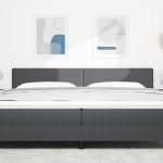vidaXL Tăblie LED cu lumini cu bandă LED Gri închis 200 cm țesătură