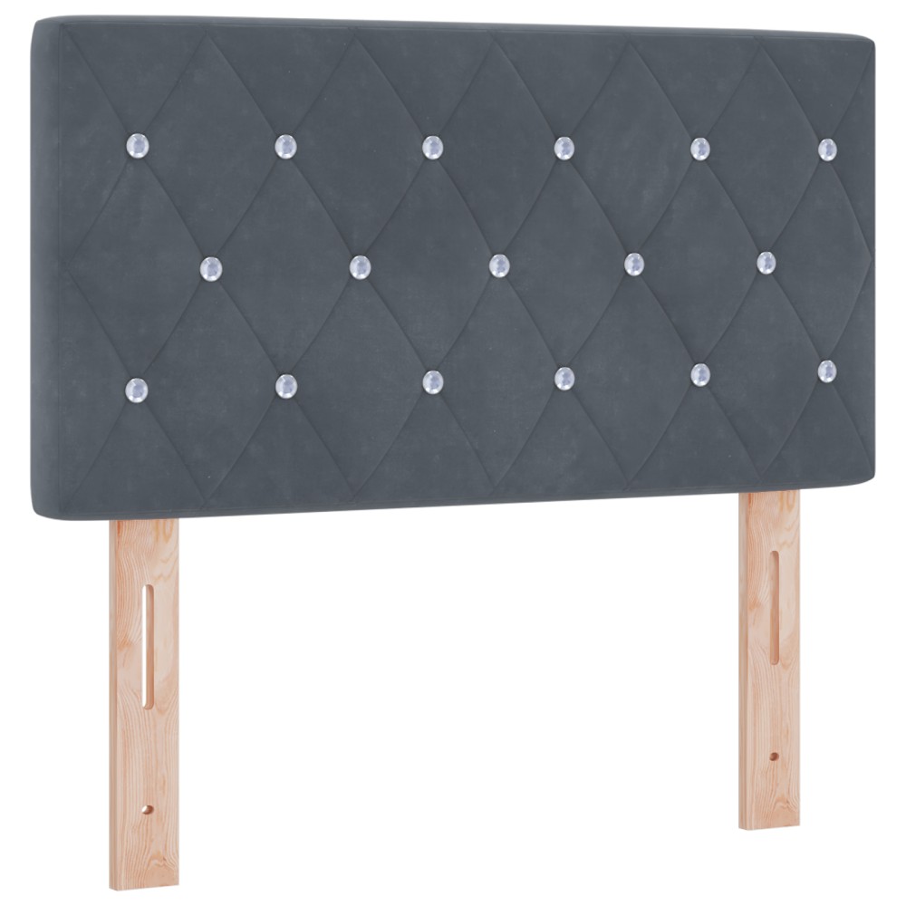 vidaXL Cap de pat LED cu buton cristale, tapițat, gri închis, 80 cm, din velur