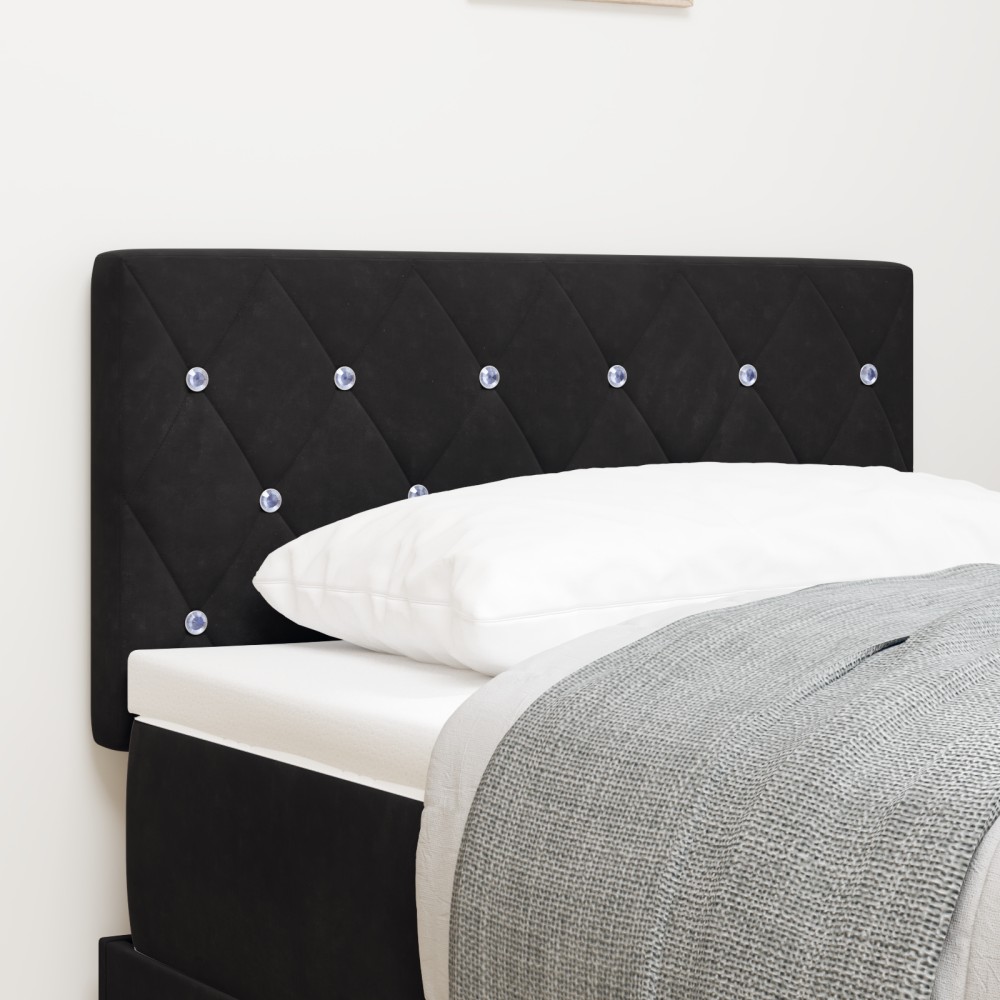 vidaXL Tăblie LED cu lumini cu bandă LED Argyle Negru 80 cm Catifea