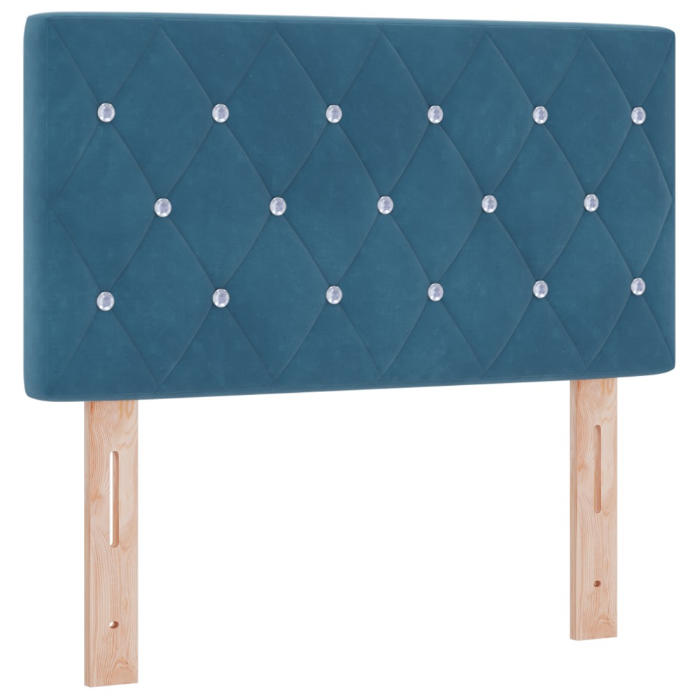 vidaXL Cap de pat LED cu buton de cristal tuftat albastru închis, 80 cm, din catifea
