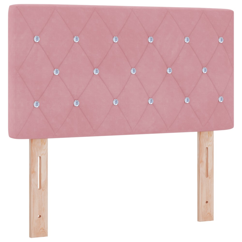 vidaXL Tăblie LED cu lumini cu bandă LED Argyle Roz 80 cm Catifea