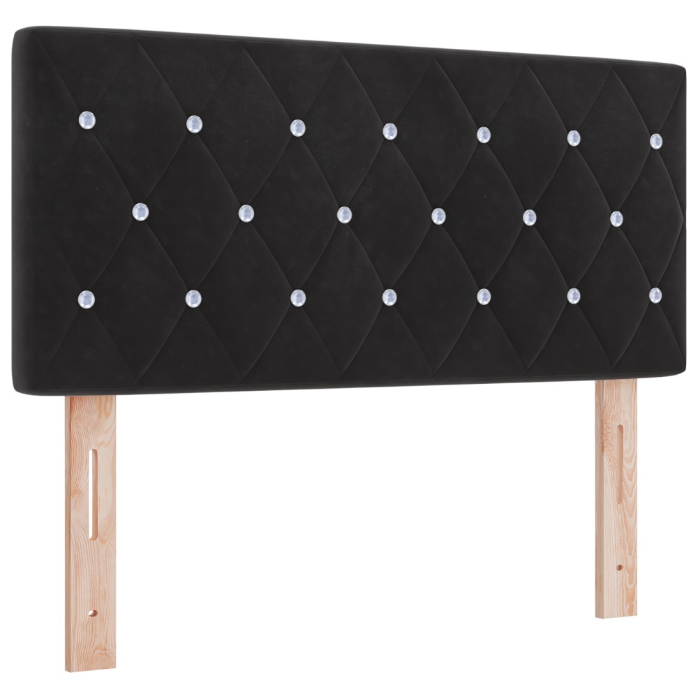 vidaXL Tăblie LED cu lumini cu bandă LED Argyle Negru 90 cm Catifea