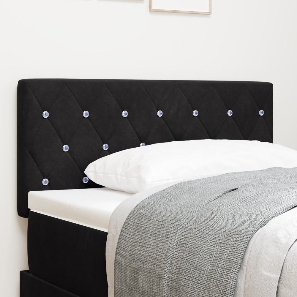 vidaXL Tăblie LED cu lumini cu bandă LED Argyle Negru 90 cm Catifea