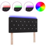 vidaXL Tăblie LED cu lumini cu bandă LED Argyle Negru 90 cm Catifea vidaXL Tăblie LED cu lumini cu bandă LED Argyle Negru 90 cm Catifea