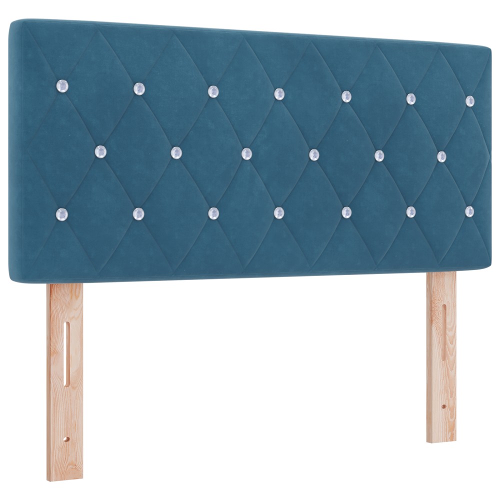 vidaXL Cap de pat LED , cu butoane din cristal, tuftat, albastru închis, 90 cm, din catifea