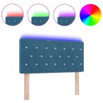 vidaXL Cap de pat LED , cu butoane din cristal, tuftat, albastru închis, 90 cm, din catifea
