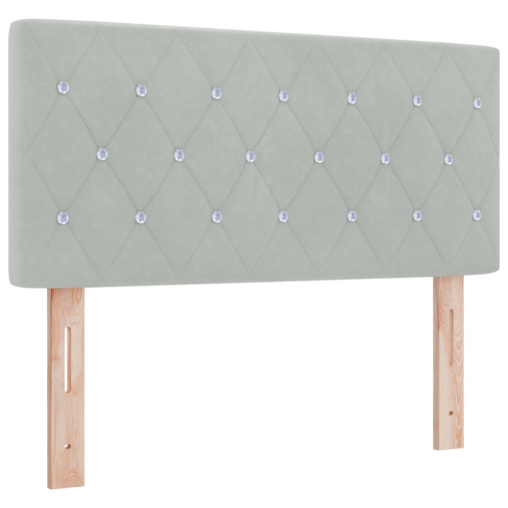 vidaXL Cap de pat LED cu butoane din cristal, căptușit cu velur gri deschis, de 100 cm