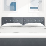 vidaXL Tête de lit LED cu butoane din cristal tuftate, gri închis, 80 cm, catifea vidaXL Tête de lit LED cu butoane din cristal tuftate, gri închis, 80 cm, catifea