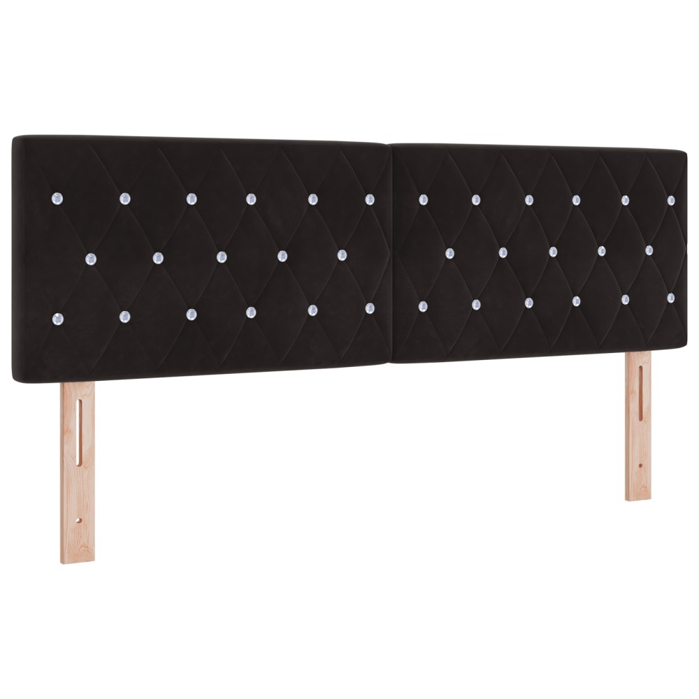 vidaXL Cap de pat LED cu butoane din cristal căptușit negru de 80 cm, Velur