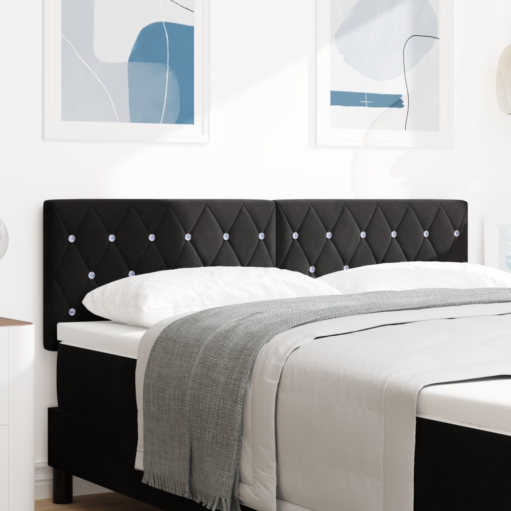 vidaXL Cap de pat LED cu butoane din cristal căptușit negru de 80 cm, Velur
