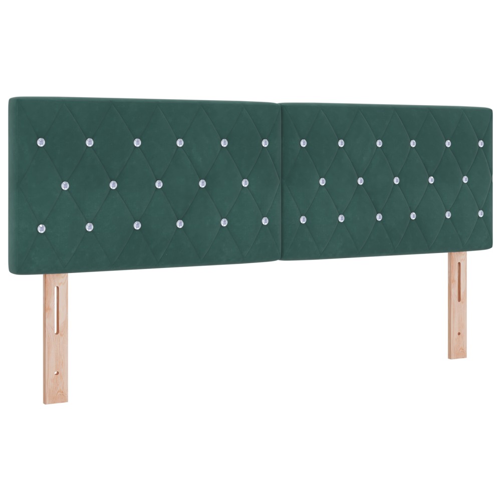 vidaXL Cap de pat LED cu buton din cristal, tapițat cu catifea verde de 80 cm