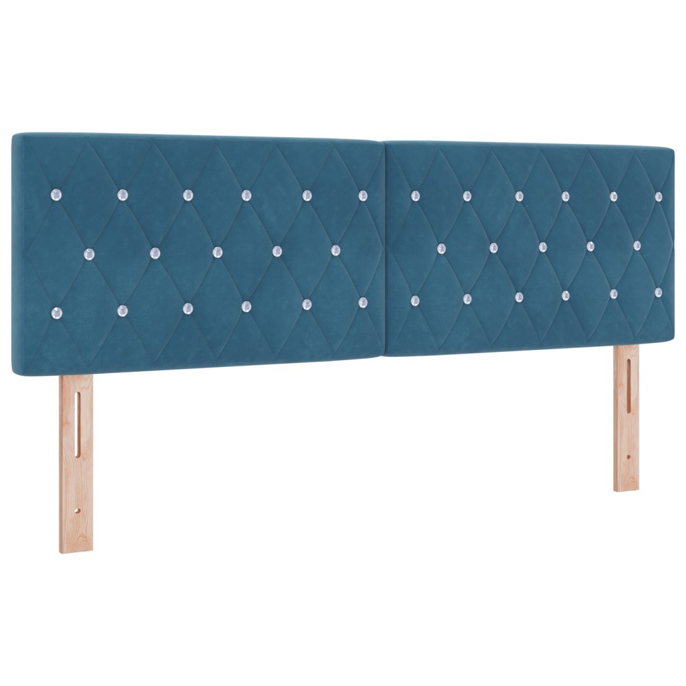 vidaXL Cap de pat LED cu butoane din cristal, tapițat, albastru închis, 80 cm, catifea
