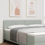 vidaXL Cap de pat LED cu buton de cristal, tapițat, gri deschis, 90 cm, din catifea vidaXL Cap de pat LED cu buton de cristal, tapițat, gri deschis, 90 cm, din catifea