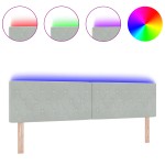 vidaXL Cap de pat LED cu buton de cristal, tapițat, gri deschis, 90 cm, din catifea vidaXL Cap de pat LED cu buton de cristal, tapițat, gri deschis, 90 cm, din catifea