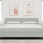 vidaXL Cap de pat LED cu buton de cristal, tapițat, gri deschis, 90 cm, din catifea vidaXL Cap de pat LED cu buton de cristal, tapițat, gri deschis, 90 cm, din catifea