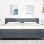 vidaXL Tăblie LED cu lumini cu bandă LED Gri închis 90 cm Catifea