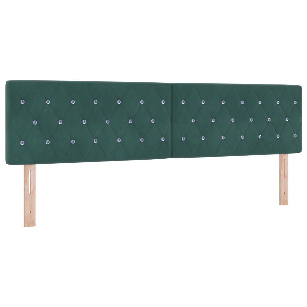 vidaXL Cap de pat LED cu buton, din cristal ștanțat, verde închis, 90 cm, catifea.