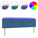 vidaXL Cap de pat LED cu buton din cristal, acoperit cu catifea albastră de 90 cm. vidaXL Cap de pat LED cu buton din cristal, acoperit cu catifea albastră de 90 cm.