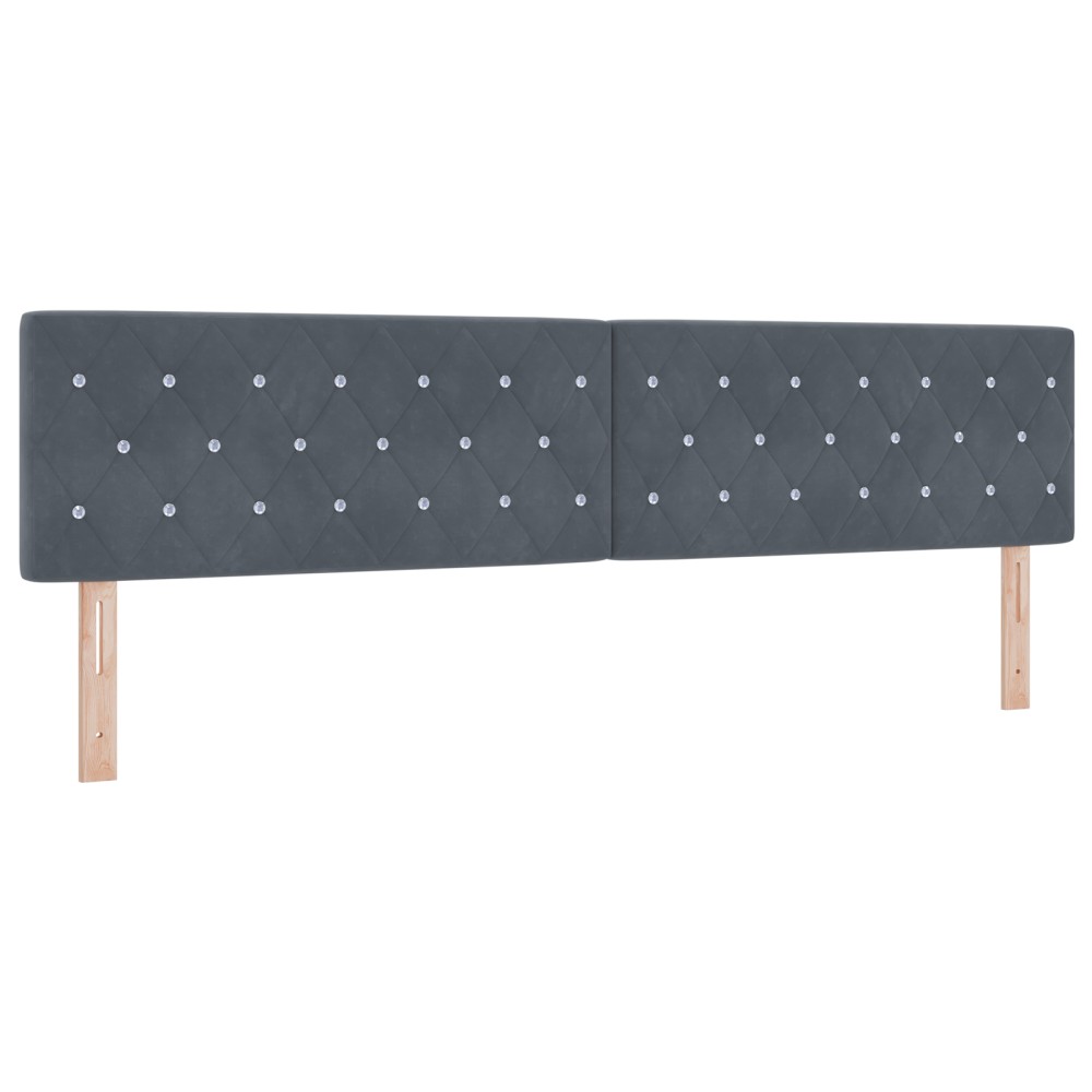 vidaXL Culoar LED cu cristale, tapițat cu butoane, gri închis, 100 cm, catifea