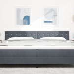 vidaXL Culoar LED cu cristale, tapițat cu butoane, gri închis, 100 cm, catifea