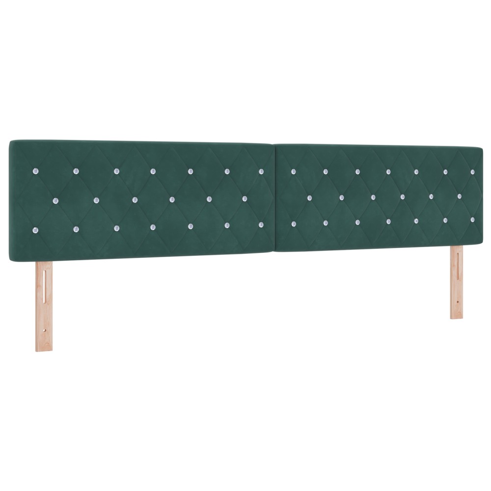 vidaXL Cap de pat LED , cu buton cristalin, tapițat în catifea verde închis, de 100 cm