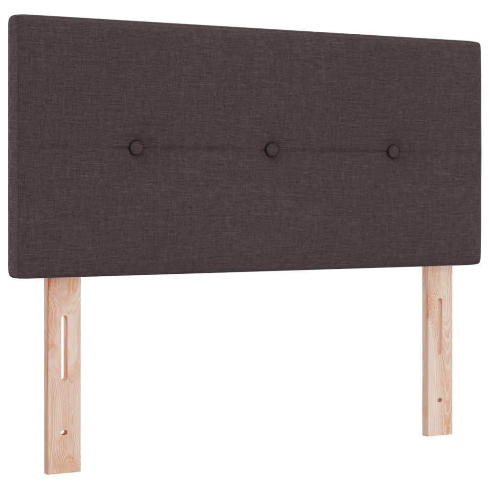 vidaXL Cap de pat LED tapițat cu buton, închis la culoare, de 90 cm, țesătură