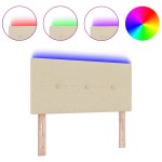 vidaXL Capitonat cu Buton LED Crem 90 cm Țesătură
