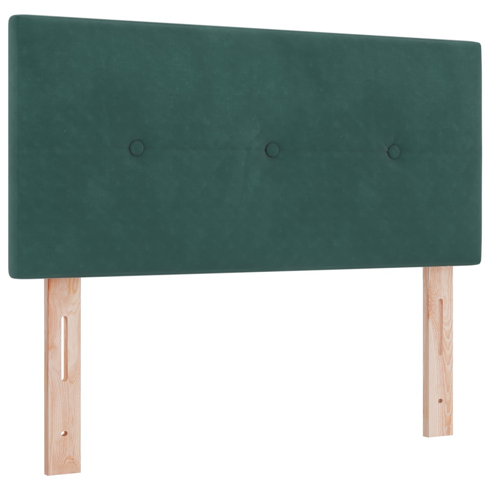 vidaXL Cap de pat LED cu butoane, catifea verde închis, 90 cm