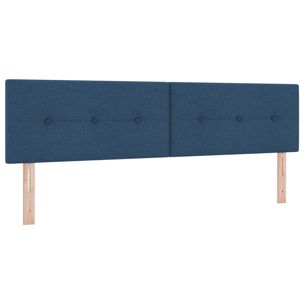 vidaXL Pat LED Tapițat cu Butoane, Albastru, 90 cm, Țesătură