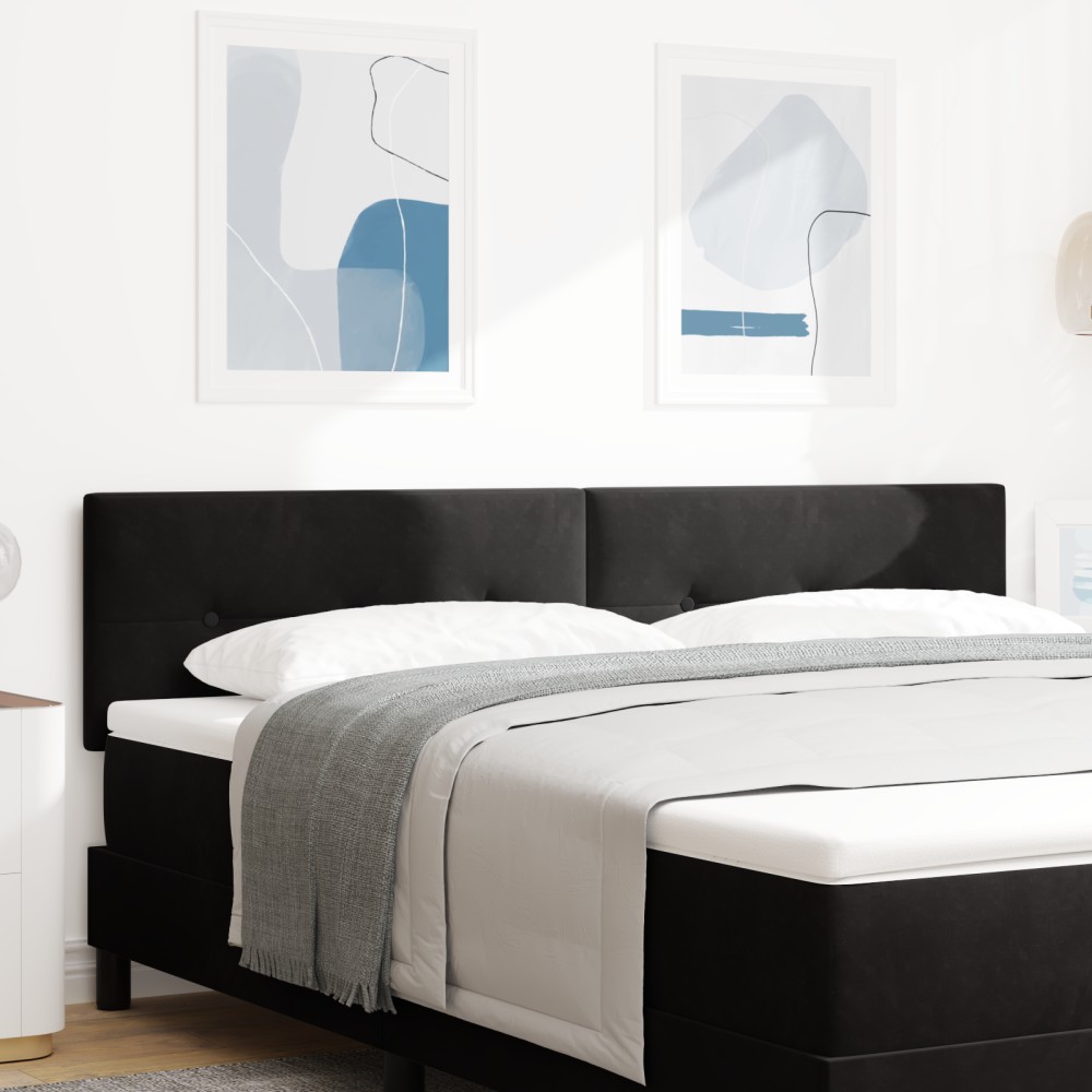 Cap de pat LED vidaXL, buton capitonat, negru, 90 cm, catifea