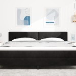 Cap de pat LED vidaXL, buton capitonat, negru, 90 cm, catifea