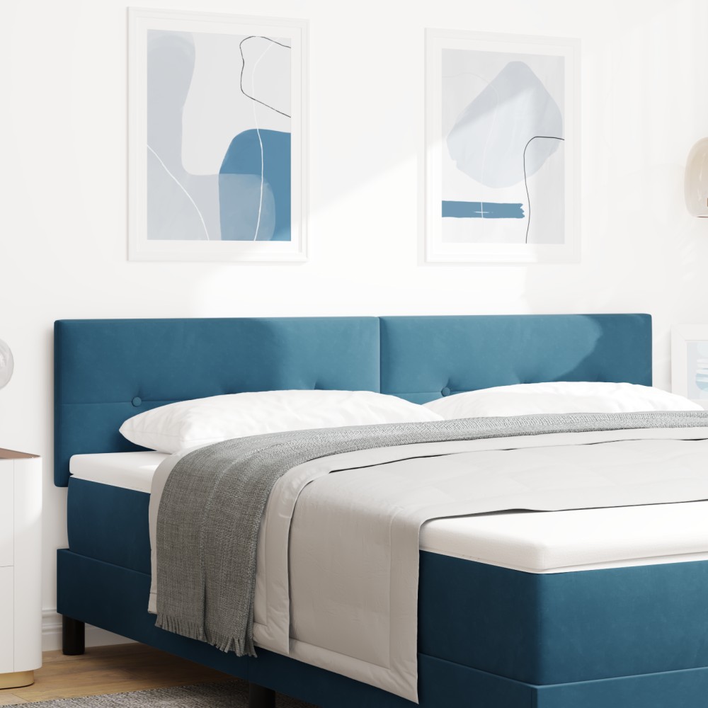 vidaXL Tăblie cap cu lumini cu bandă LED albastru 90 cm Catifea