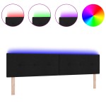 vidaXL Capitonat LED de pat cu butoane negre, 100 cm, țesătură .