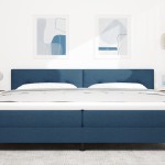 vidaXL Cap de pat LED cu buton moale albastru, 100 cm, țesătură vidaXL Cap de pat LED cu buton moale albastru, 100 cm, țesătură