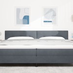 vidaXL Capitonat cu LED Gri închis 100 cm Catifea