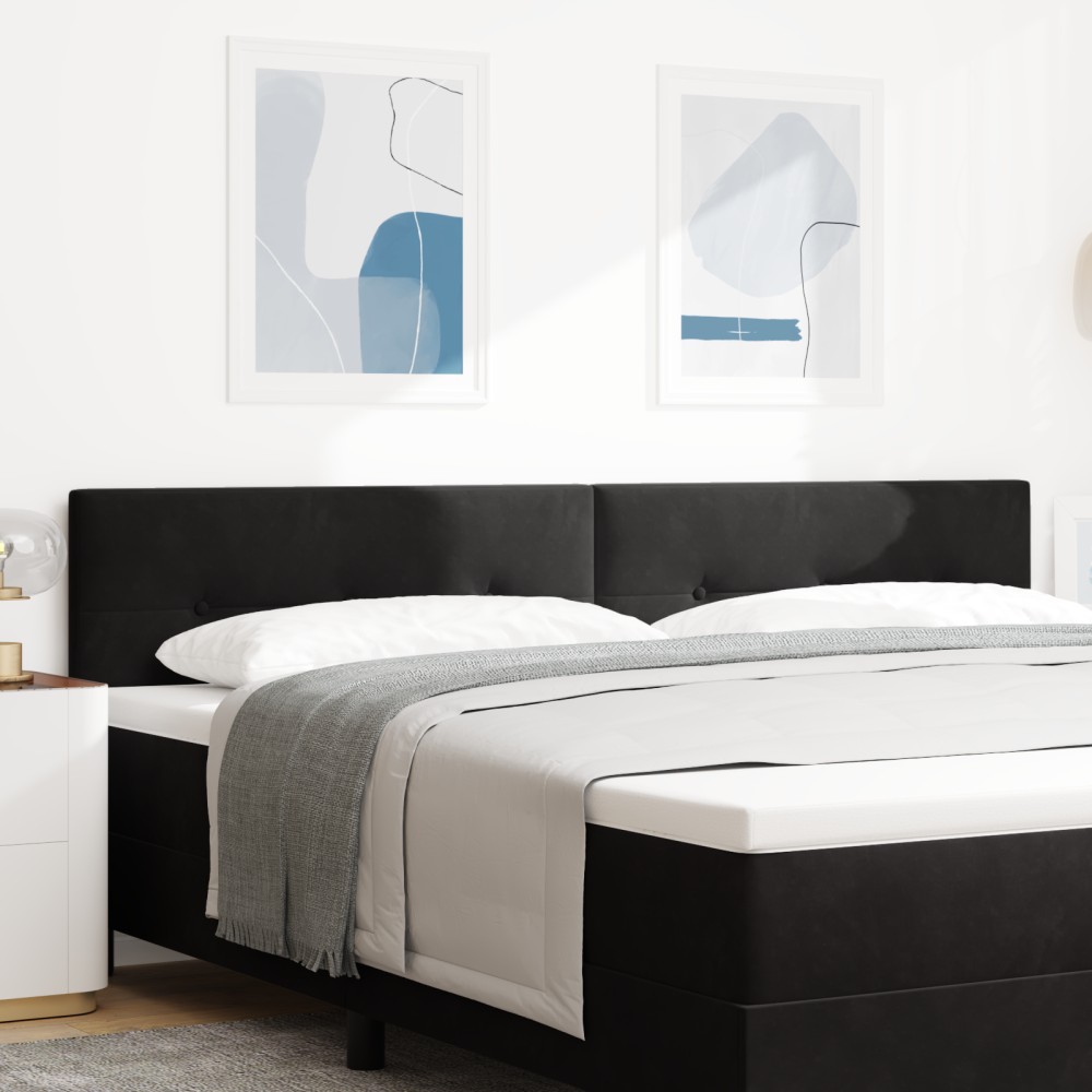 vidaXL Tăblie cap cu lumini cu bandă LED Negru 100 cm Catifea