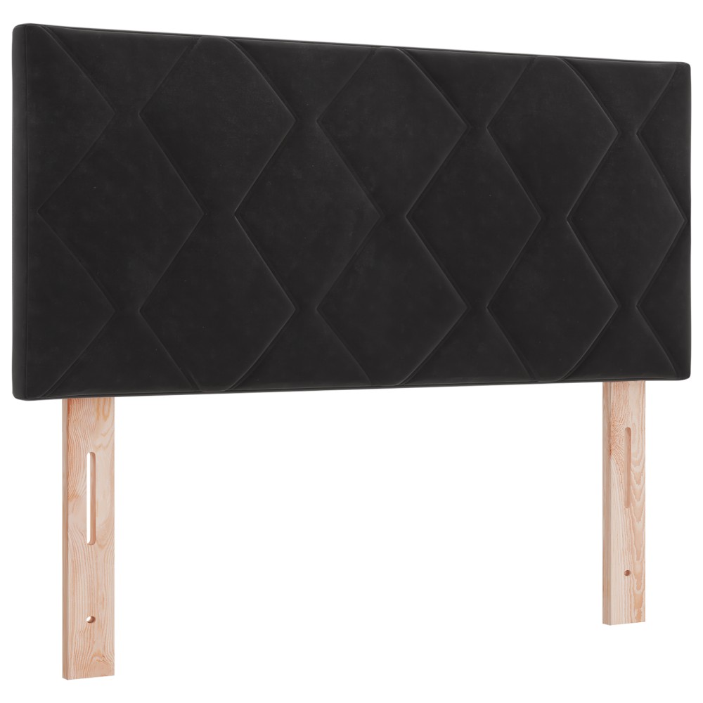 vidaXL Tăblie LED cu lumini cu bandă LED Geometric Negru 90 cm Catifea
