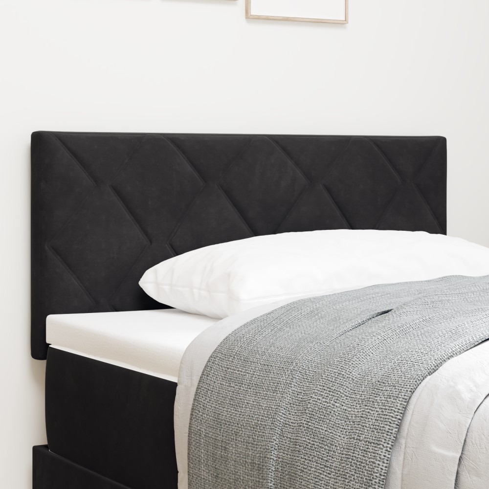 vidaXL Tăblie LED cu lumini cu bandă LED Geometric Negru 90 cm Catifea
