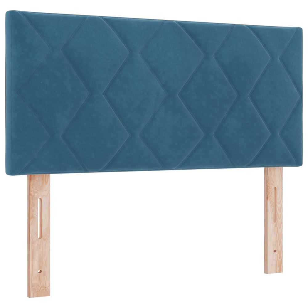 vidaXL Cap de Pat LED cu Design Diamond, Albastru Întunecat, 100 cm, din Catifea