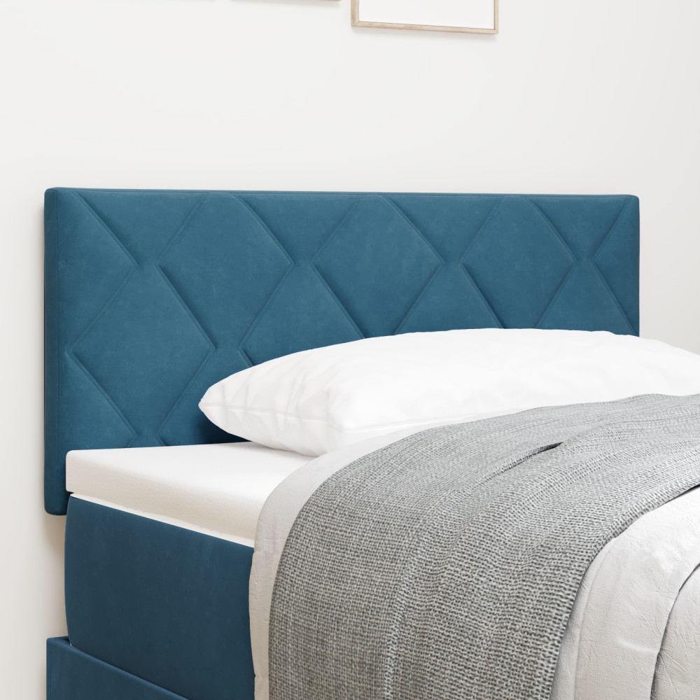 vidaXL Cap de Pat LED cu Design Diamond, Albastru Întunecat, 100 cm, din Catifea