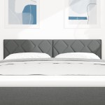 Tăblie LED vidaXL Design cu blocuri de diamant Gri închis 144 cm Țesătură Tăblie LED vidaXL Design cu blocuri de diamant Gri închis 144 cm Țesătură