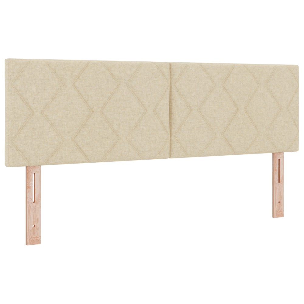 Tăblie vidaXL Design cu Blocuri de Diamant Crem 144 cm Țesătură