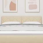 Tăblie vidaXL Design cu Blocuri de Diamant Crem 144 cm Țesătură Tăblie vidaXL Design cu Blocuri de Diamant Crem 144 cm Țesătură