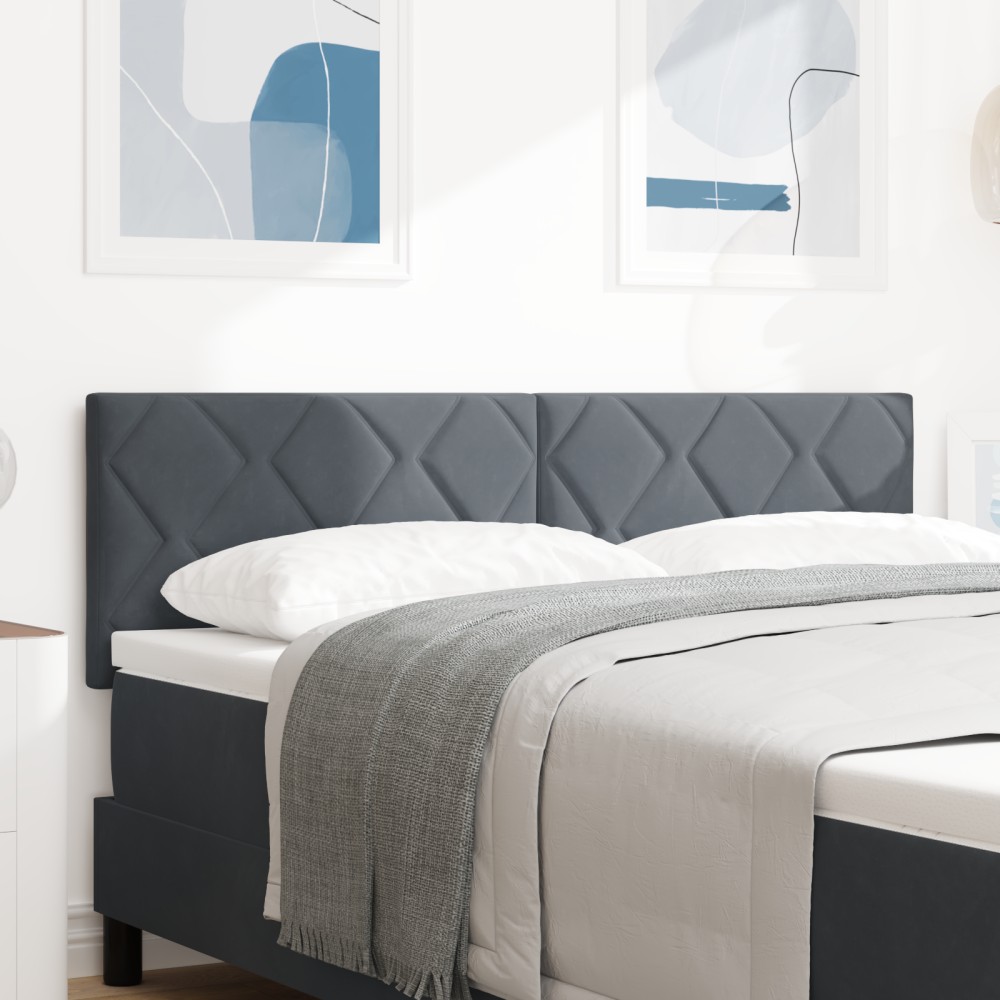 vidaXL Tăblie LED cu lumini cu bandă LED Gri închis 144 cm Catifea