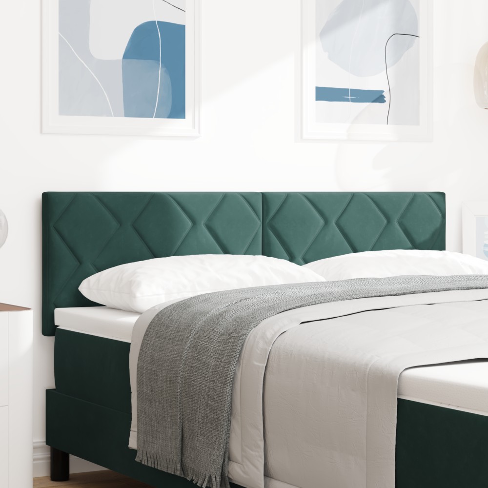 vidaXL Tăblie LED cu lumini cu bandă LED Verde închis 144 cm Catifea